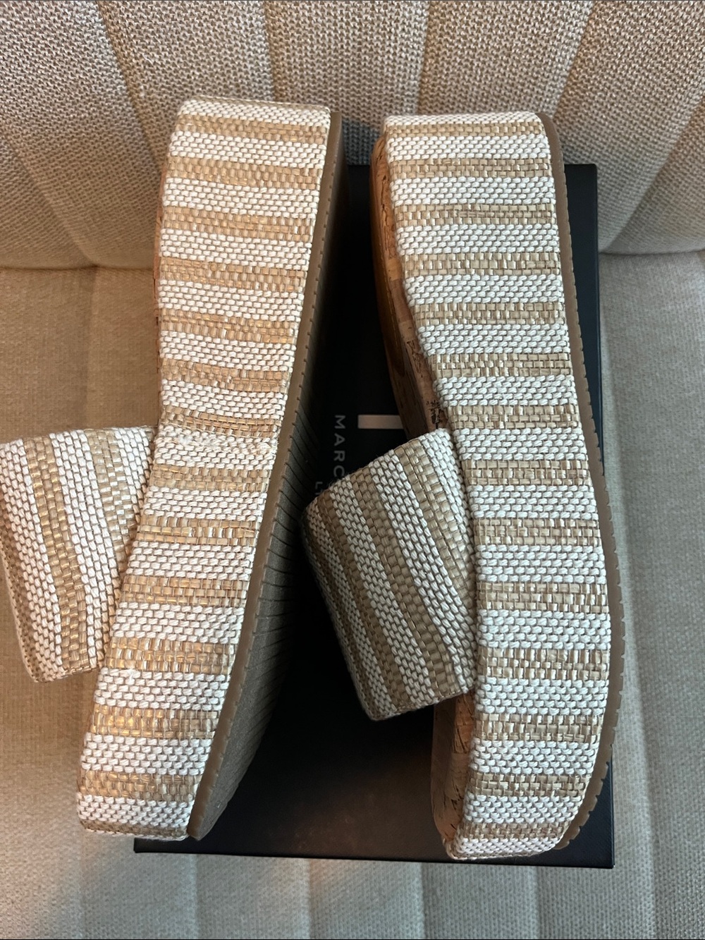 Marc fisher Daylin retro chic platform summer stripe sandals NWB SZ 9.5 - Picture 4 of 7